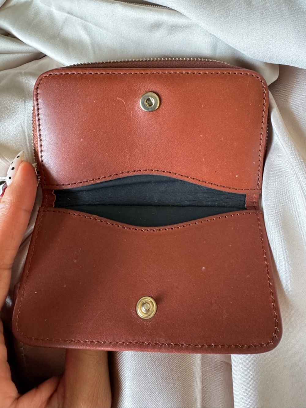 Sezane Chestnut Leather Zip Card Case - Picture 3 of 5